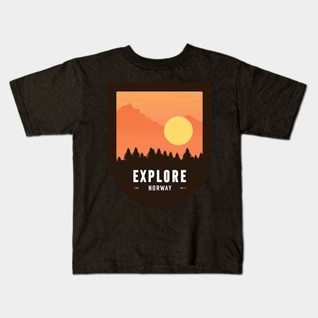 Explore Norway Sticker, for Norway lovers, Explore Kids T-Shirt by norwayraw